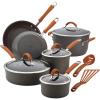imageRachael Ray Cucina Hard Anodized Nonstick Cookware Pots and Pans Set 12 Piece Gray with Blue HandlesGray with Orange Handles