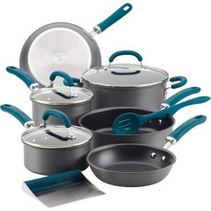 imageRachael Ray Create Delicious Hard Anodized Nonstick Cookware Pots and Pans Set 11 Piece Burgundy HandlesTeal Handles