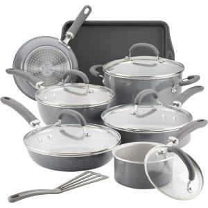 imageRachael Ray Create Delicious Nonstick Cookware Pots and Pans Set 13 Piece Teal ShimmerGray Shimmer