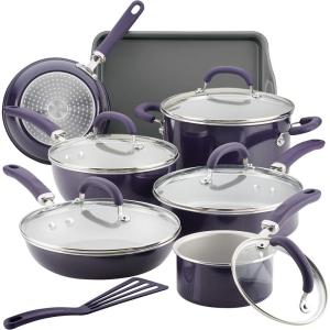 imageRachael Ray Create Delicious Nonstick Cookware Pots and Pans Set 13 Piece Teal ShimmerPurple Shimmer