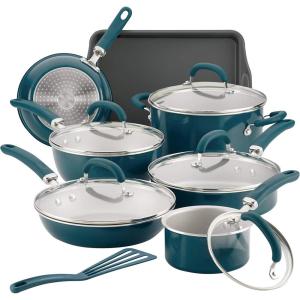 imageRachael Ray Create Delicious Nonstick Cookware Pots and Pans Set 13 Piece Teal ShimmerTeal Shimmer