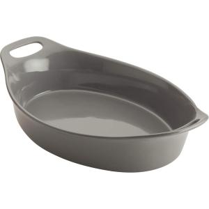 imageRachael Ray Solid Glaze Ceramics Bakeware  Baking Pan Oval  25 Quart Gray25 Quart