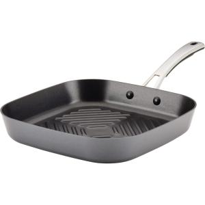 imageRachael Ray Cook  Create Hard Anodized Nonstick Frying PanSkillet with Helper Handle 14 Inch  Black11 Square Deep Griddle Pan