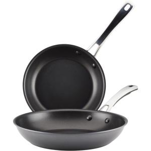 imageRachael Ray Cook  Create Hard Anodized Nonstick Frying PanSkillet with Helper Handle 14 Inch  Black2 Piece Set 9  1175