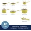 imageRachael Ray Cucina Ceramic Nonstick Pots and Pans Set with Saucepans Saute Frying Pans Stockpot Lids Pan Protectors and Cooking Utensils 13 Piece Non Stick Cookware Set  PeppercornLemon Grass Green
