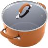 imageRachael Ray Cucina Ceramic Nonstick Pots and Pans Set with Saucepans Saute Frying Pans Stockpot Lids Pan Protectors and Cooking Utensils 13 Piece Non Stick Cookware Set  Marine BluePumpkin Orange
