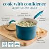 imageRachael Ray Cucina Ceramic Nonstick Pots and Pans Set with Saucepans Saute Frying Pans Stockpot Lids Pan Protectors and Cooking Utensils 13 Piece Non Stick Cookware Set  Marine BlueMarine Blue
