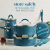 imageRachael Ray Cucina Ceramic Nonstick Pots and Pans Set with Saucepans Saute Frying Pans Stockpot Lids Pan Protectors and Cooking Utensils 13 Piece Non Stick Cookware Set  Marine BlueMarine Blue