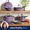 imageRachael Ray Cucina Ceramic Nonstick Pots and Pans Set with Saucepans Saute Frying Pans Stockpot Lids Pan Protectors and Cooking Utensils 13 Piece Non Stick Cookware Set  Marine BlueLavender Purple