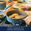 imageRachael Ray Cucina Ceramic Nonstick Pots and Pans Set with Saucepans Saute Frying Pans Stockpot Lids Pan Protectors and Cooking Utensils 13 Piece Non Stick Cookware Set  Marine BlueAgave Blue