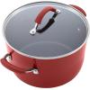 imageRachael Ray Cucina Ceramic Nonstick Pots and Pans Set with Saucepans Saute Frying Pans Stockpot Lids Pan Protectors and Cooking Utensils 13 Piece Non Stick Cookware Set  Marine BlueCranberry Red