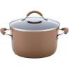 imageRachael Ray Cucina Ceramic Nonstick Pots and Pans Set with Saucepans Saute Frying Pans Stockpot Lids Pan Protectors and Cooking Utensils 13 Piece Non Stick Cookware Set  Marine BlueMushroom Brown