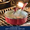 imageRachael Ray Cucina Ceramic Nonstick Pots and Pans Set with Saucepans Saute Frying Pans Stockpot Lids Pan Protectors and Cooking Utensils 13 Piece Non Stick Cookware Set  Marine BlueCranberry Red