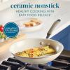 imageRachael Ray Cucina Ceramic Nonstick Pots and Pans Set with Saucepans Saute Frying Pans Stockpot Lids Pan Protectors and Cooking Utensils 13 Piece Non Stick Cookware Set  Marine BlueAlmond