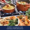 imageRachael Ray Cucina Ceramic Nonstick Pots and Pans Set with Saucepans Saute Frying Pans Stockpot Lids Pan Protectors and Cooking Utensils 13 Piece Non Stick Cookware Set  Marine BluePumpkin Orange