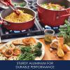 imageRachael Ray Cucina Ceramic Nonstick Pots and Pans Set with Saucepans Saute Frying Pans Stockpot Lids Pan Protectors and Cooking Utensils 13 Piece Non Stick Cookware Set  Marine BlueCranberry Red