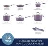 imageRachael Ray Cucina Ceramic Nonstick Pots and Pans Set with Saucepans Saute Frying Pans Stockpot Lids Pan Protectors and Cooking Utensils 13 Piece Non Stick Cookware Set  Marine BlueLavender Purple
