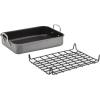imageRachael Ray Brights Hard Anodized Nonstick Roaster  Roasting Pan with Rack  16 Inch x 12 Inch Gray