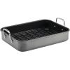 imageRachael Ray Brights Hard Anodized Nonstick Roaster  Roasting Pan with Rack  16 Inch x 12 Inch Gray