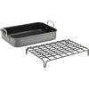 imageRachael Ray Brights Hard Anodized Nonstick Roaster  Roasting Pan with Rack  16 Inch x 12 Inch Gray