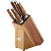 imageRachael Ray Cutlery Japanese Stainless Steel Knives Set with Sheaths 8Inch Chef Knife 5Inch Santoku Knife and 35Inch Paring Knife TealAcacia Wood
