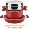 imageRachael Ray Get Cooking Stackable Nonstick Pots and Pans Cookware Set 8 Piece RedRed