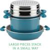 imageRachael Ray Get Cooking Stackable Nonstick Pots and Pans Cookware Set 8 Piece RedTurquoise