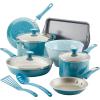 imageRachael Ray Get Cooking Stackable Nonstick Pots and Pans Cookware Set 8 Piece RedTurquoise