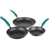 imageRachael Ray HardAnodized Nonstick Oval Pasta Pot  Stockpot with Lid and Pour Spout 8Quart Gray with Orange HandlesGray with Agave Blue Handles