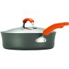 imageRachael Ray HardAnodized Nonstick Oval Pasta Pot  Stockpot with Lid and Pour Spout 8Quart Gray with Orange HandlesGray with Orange Handles