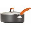 imageRachael Ray HardAnodized Nonstick Oval Pasta Pot  Stockpot with Lid and Pour Spout 8Quart Gray with Orange HandlesGray with Orange Handles