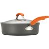 imageRachael Ray HardAnodized Nonstick Oval Pasta Pot  Stockpot with Lid and Pour Spout 8Quart Gray with Orange HandlesGray with Orange Handles