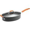 imageRachael Ray HardAnodized Nonstick Oval Pasta Pot  Stockpot with Lid and Pour Spout 8Quart Gray with Orange HandlesGray with Orange Handles