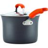 imageRachael Ray HardAnodized Nonstick Oval Pasta Pot  Stockpot with Lid and Pour Spout 8Quart Gray with Orange HandlesGray with Orange Handles
