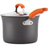 imageRachael Ray HardAnodized Nonstick Oval Pasta Pot  Stockpot with Lid and Pour Spout 8Quart Gray with Orange HandlesGray with Orange Handles