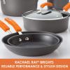 imageRachael Ray HardAnodized Nonstick Oval Pasta Pot  Stockpot with Lid and Pour Spout 8Quart Gray with Orange HandlesGray with Orange Handles