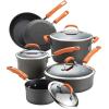 imageRachael Ray HardAnodized Nonstick Oval Pasta Pot  Stockpot with Lid and Pour Spout 8Quart Gray with Orange HandlesGray with Orange Handles