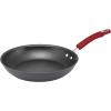 imageRachael Ray HardAnodized Nonstick Oval Pasta Pot  Stockpot with Lid and Pour Spout 8Quart Gray with Orange HandlesGray with Red Handles