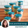 imageRachael Ray LeakProof Nestable Container Food Storage Bin Set 10Piece Clear with Gray LidsClear with Teal Lids