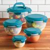 imageRachael Ray LeakProof Nestable Container Food Storage Bin Set 10Piece Clear with Gray LidsClear with Teal Lids