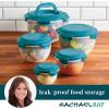 imageRachael Ray LeakProof Nestable Container Food Storage Bin Set 10Piece Clear with Gray LidsClear with Teal Lids