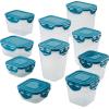 imageRachael Ray LeakProof Nestable Container Food Storage Bin Set 10Piece Clear with Gray LidsClear with Teal Lids