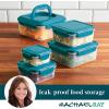 imageRachael Ray LeakProof Nestable Container Food Storage Bin Set 10Piece Clear with Gray LidsTeal Lid