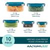 imageRachael Ray LeakProof Nestable Container Food Storage Bin Set 10Piece Clear with Gray LidsTeal Lid