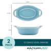 imageRachael Ray Solid Glaze Ceramics Au Gratin Bakeware  Baker Set Oval  2 Piece Light BlueAgave Blue