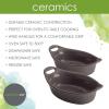 imageRachael Ray Solid Glaze Ceramics Au Gratin Bakeware  Baker Set Oval  2 Piece Light BlueGray