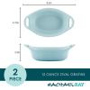 imageRachael Ray Solid Glaze Ceramics Au Gratin Bakeware  Baker Set Oval  2 Piece Light BlueGray