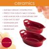 imageRachael Ray Solid Glaze Ceramics Au Gratin Bakeware  Baker Set Oval  2 Piece Light BlueRed