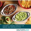 imageRachael Ray Solid Glaze Ceramics Au Gratin Bakeware  Baker Set Oval  2 Piece Light BlueSea Salt Gray