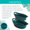 imageRachael Ray Solid Glaze Ceramics Au Gratin Bakeware  Baker Set Oval  2 Piece Light BlueTeal